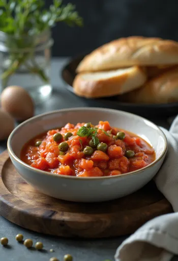 Saus tomat kapari rosemary disajikan
