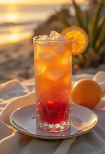Koktail Sex on the Beach dihiasi dengan irisan jeruk dan ceri koktail
