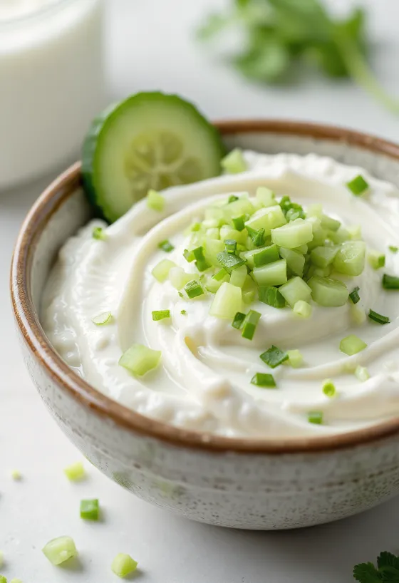 Saus mentimun krim asam dill disajikan