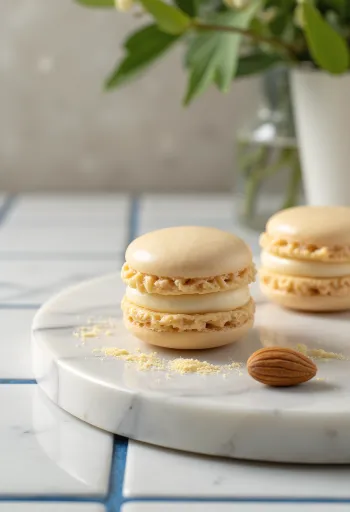 Macaron almond disajikan