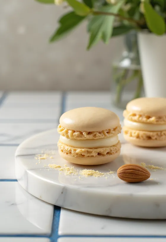 Macaron almond disajikan