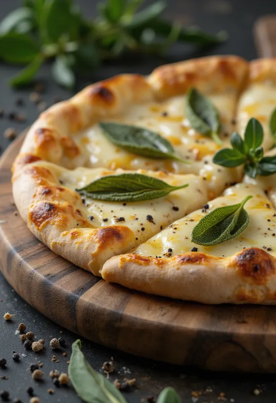 Pizza alla Salvia dengan sage dan keju