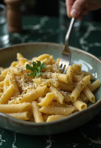 Pasta keju asap dalam saus krim