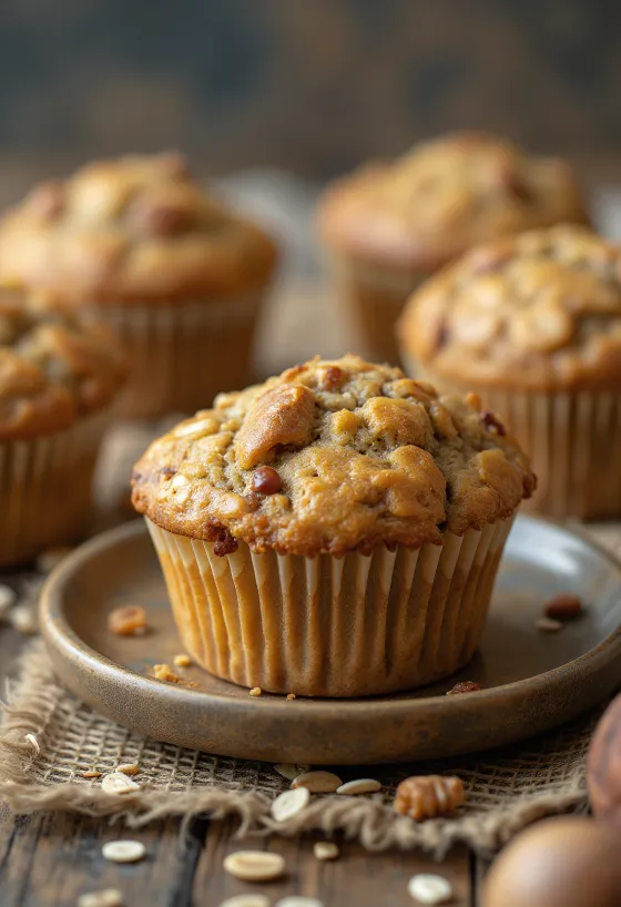 Muffin oatmeal chestnut dalam kertas cup