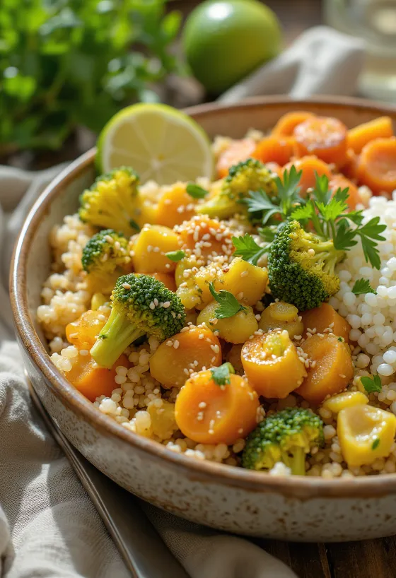 Buddha Bowl kari sayuran disajikan