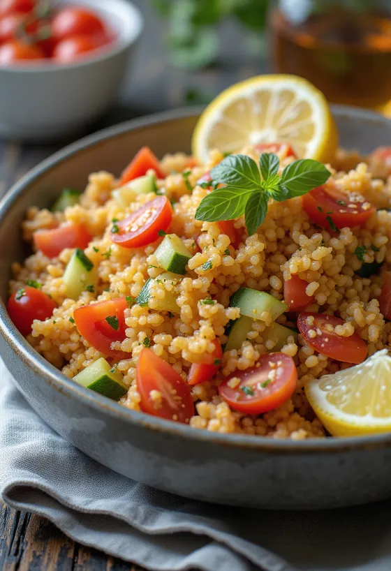 Salad bulgur tomat dengan sayuran segar