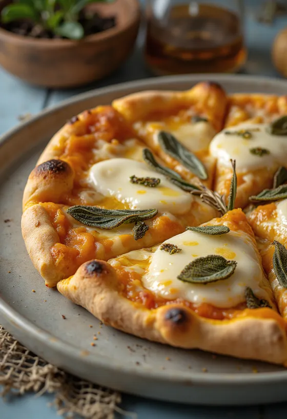 Pizza alla Zucca dengan labu panggang dan mozzarella