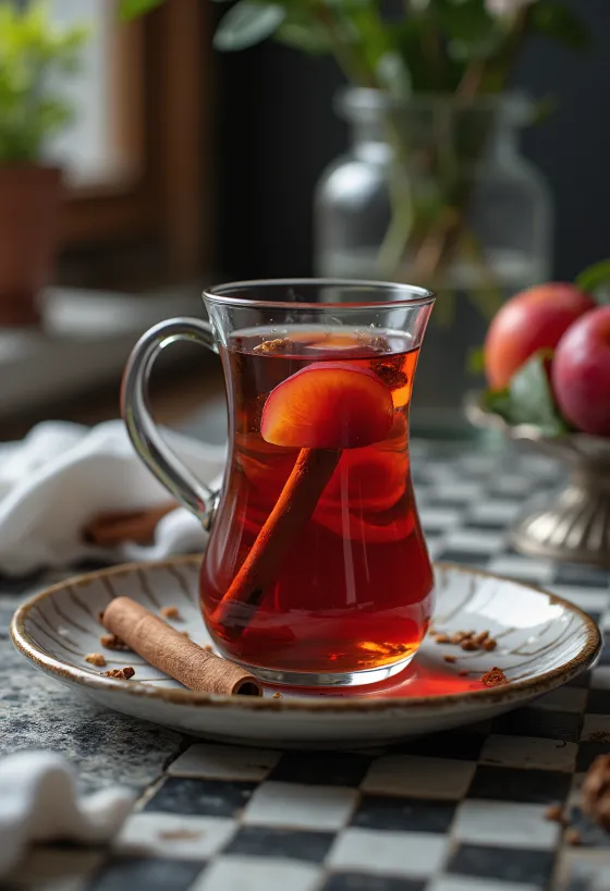 Teh plum berempah dalam cangkir