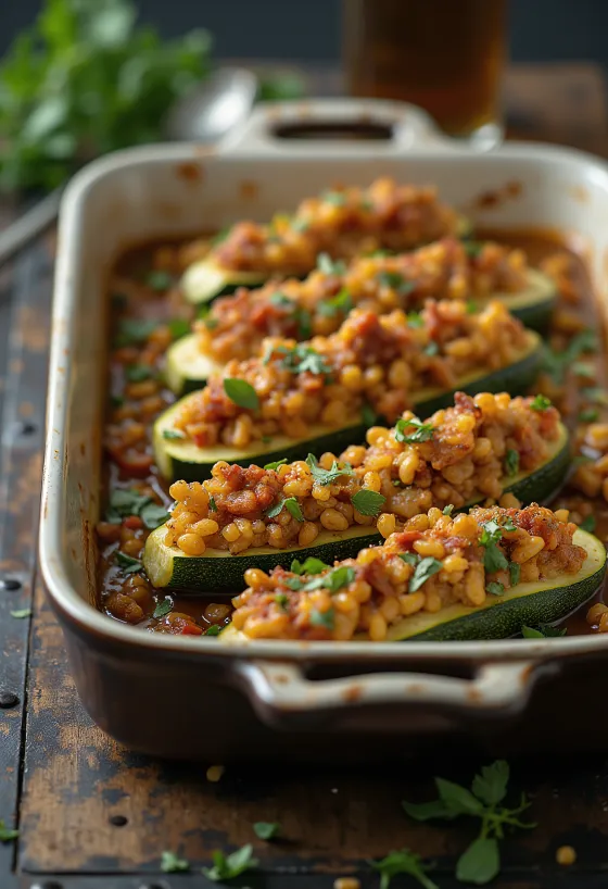 Zucchini Isi Vegan Pedas disajikan