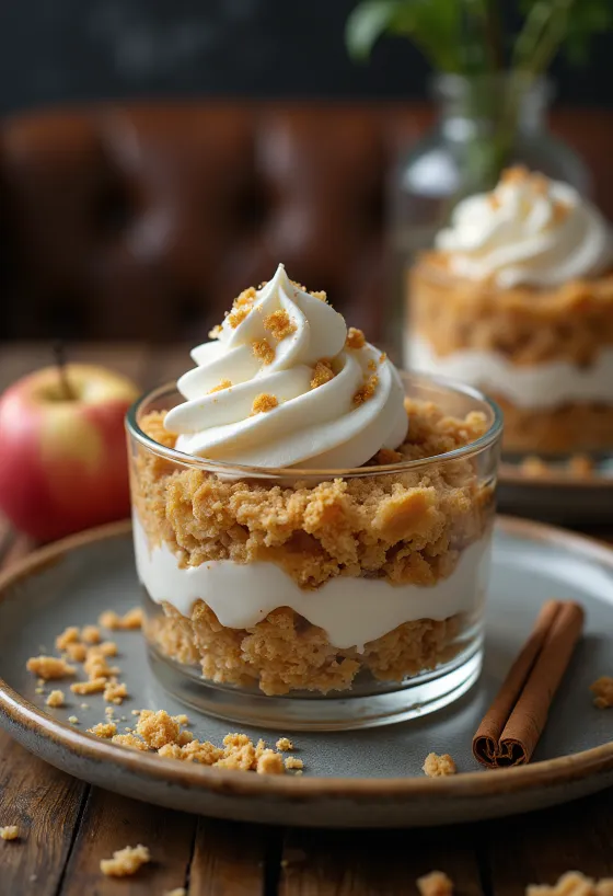 Kue mascarpone apel disajikan per potong