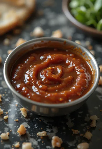 Saus BBQ bir bawang putih disajikan