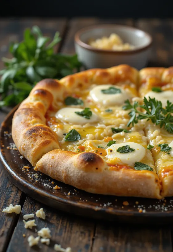 Pizza all’Aglio dengan bawang putih dan keju
