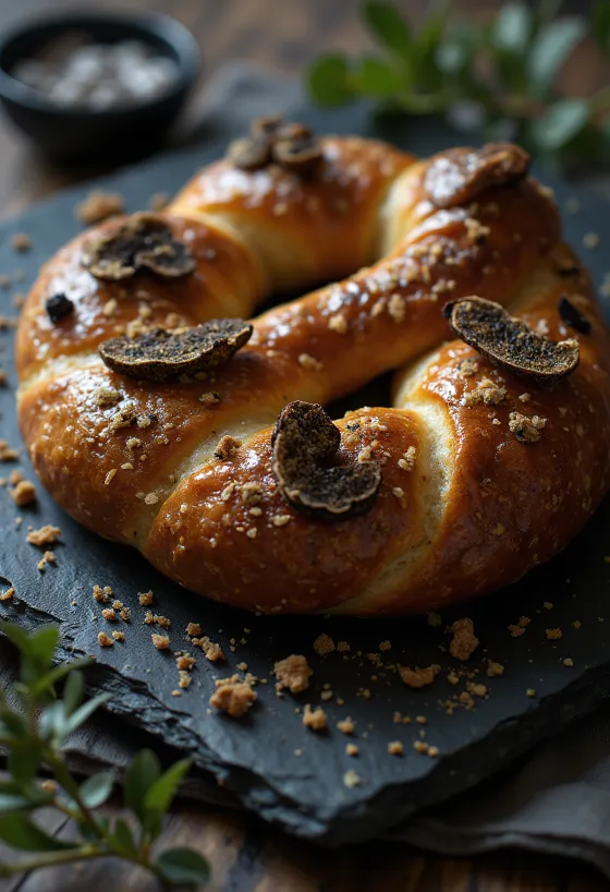 Pretzel truffle disajikan