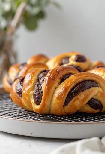 Irisan roti manis cokelat disajikan