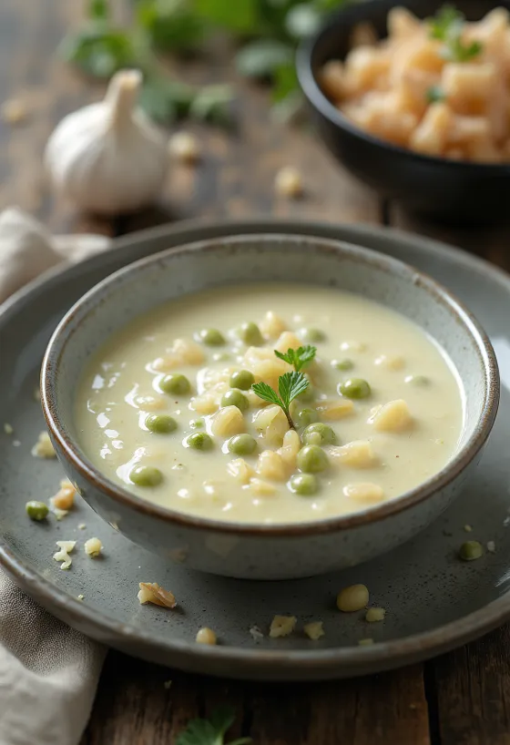 Saus lada hijau bawang putih disajikan