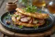 Piadina dengan dada bebek panggang dan camembert disajikan