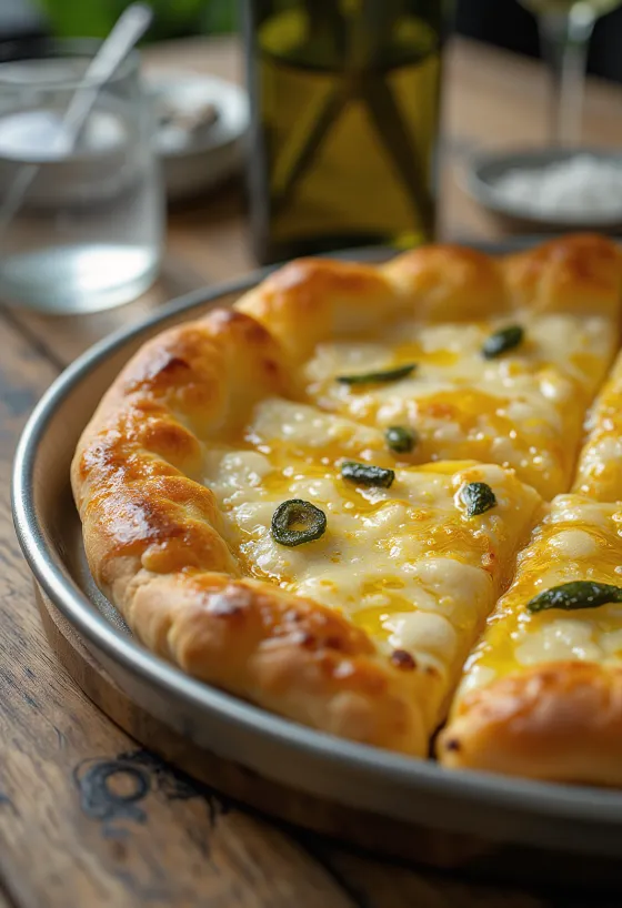 Pizza all’Olio dengan minyak zaitun extra virgin dan rempah segar