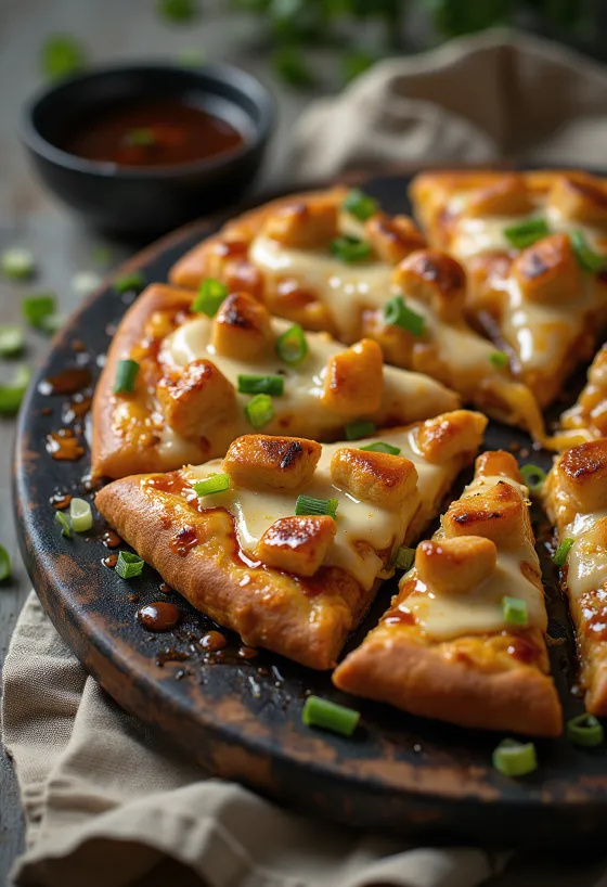 Teriyaki chicken pizza dengan ayam panggang dan wijen