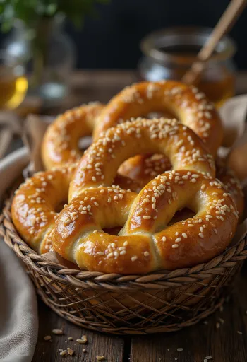 Pretzel madu disajikan