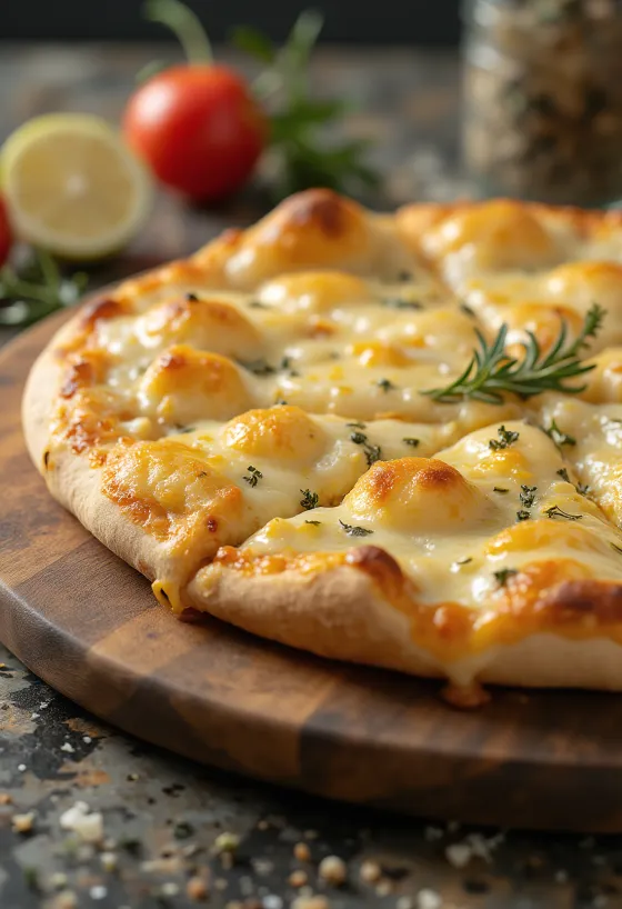 Pizza Bianca con Parmigiano dengan parmesan dan mozzarella