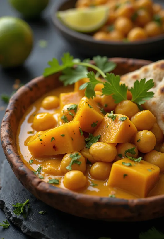 Kari labu kuning dengan kacang arab