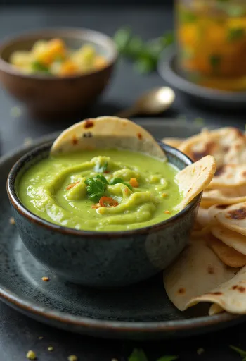 Chutney yogurt mint India disajikan