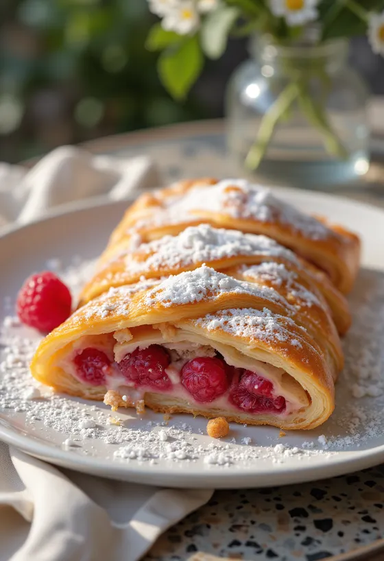 Strudel Raspberry disajikan