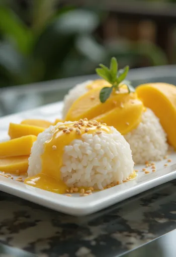 Ketan mangga disajikan