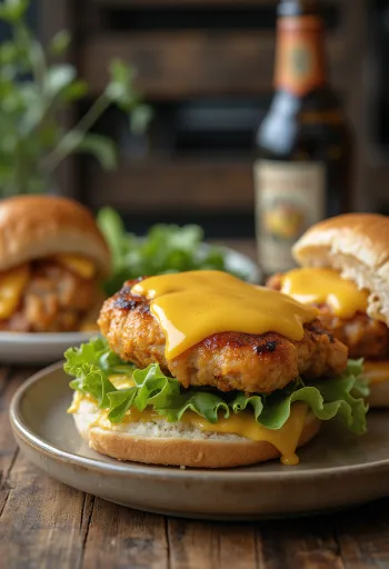 Hamburger ayam madu-mustard dengan ayam panggang