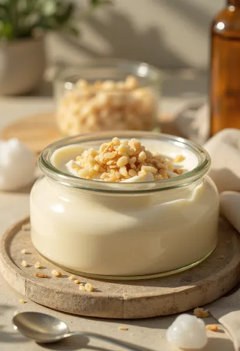 Panna cotta almond asin dalam gelas