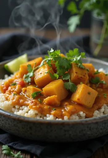 Kari labu kuning dengan dasar quinoa