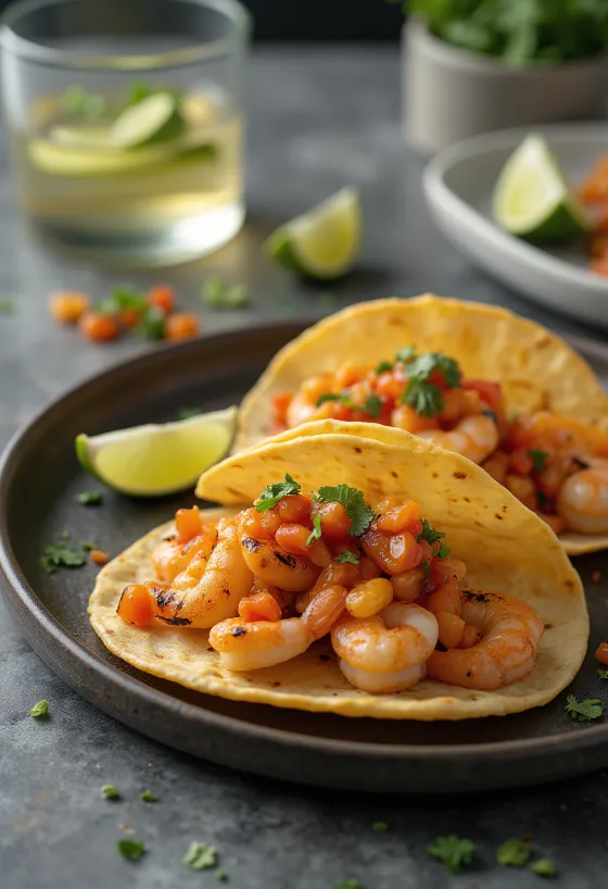 Tacos makanan laut dengan saus habanero