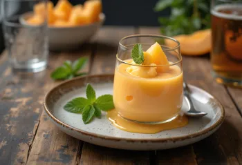 Parfait melon cantaloupe disajikan