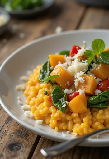 Risotto labu kuning dengan sayuran