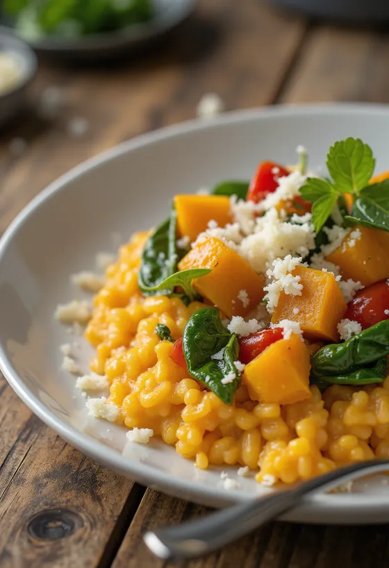 Risotto labu kuning dengan sayuran