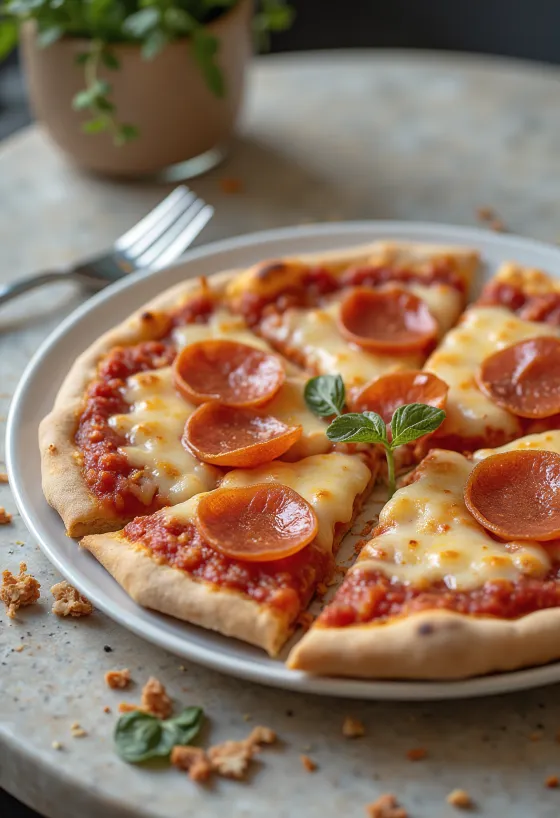Pizza pepperoni vegan dengan keju dan sosis berbasis nabati