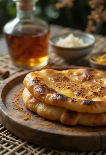 Naan rum kayu manis disajikan