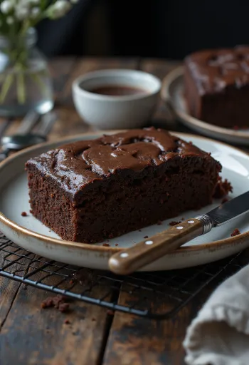 Potongan kue cokelat klasik