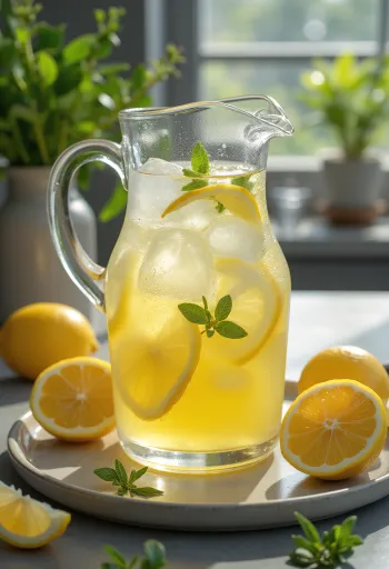Limun mint dengan lemon segar dan es