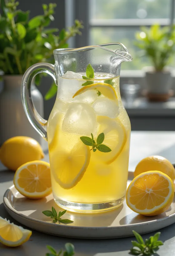 Limun mint dengan lemon segar dan es