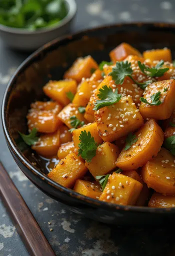 Wok labu kuning dengan tahu kari