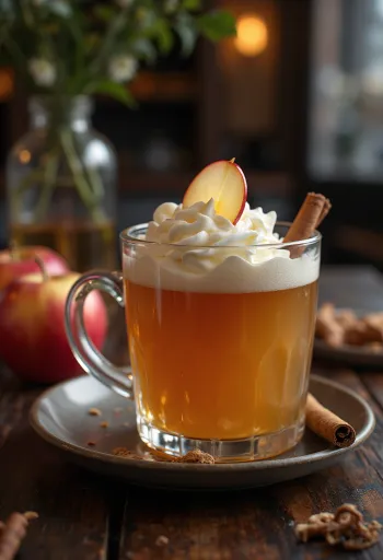 Cider apel rempah disajikan dalam gelas