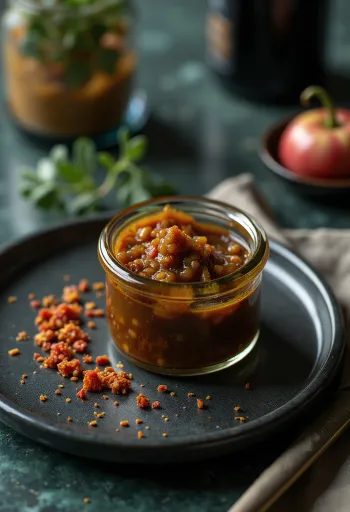 Saus cuka balsamik cabai mustard disajikan