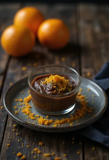 Parfait cokelat jeruk disajikan