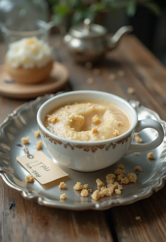 Panna cotta daun teh disajikan