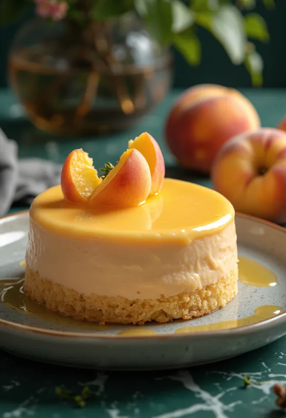 Kue krim persik dengan buah