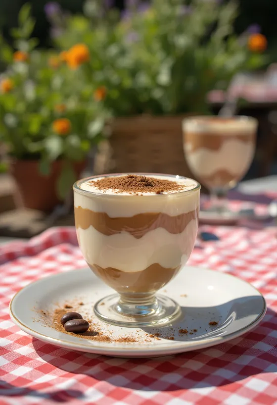 Panna cotta Tiramisu dalam gelas