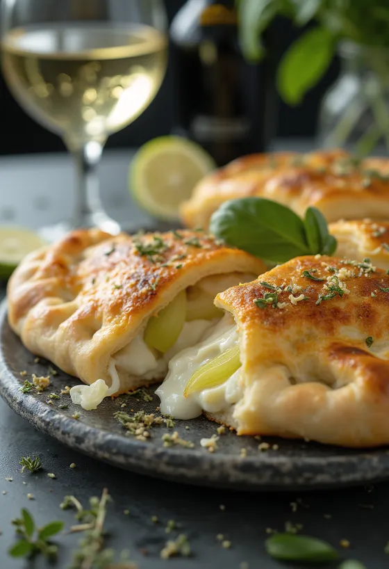 Calzone Bawang Prei yang baru dipanggang