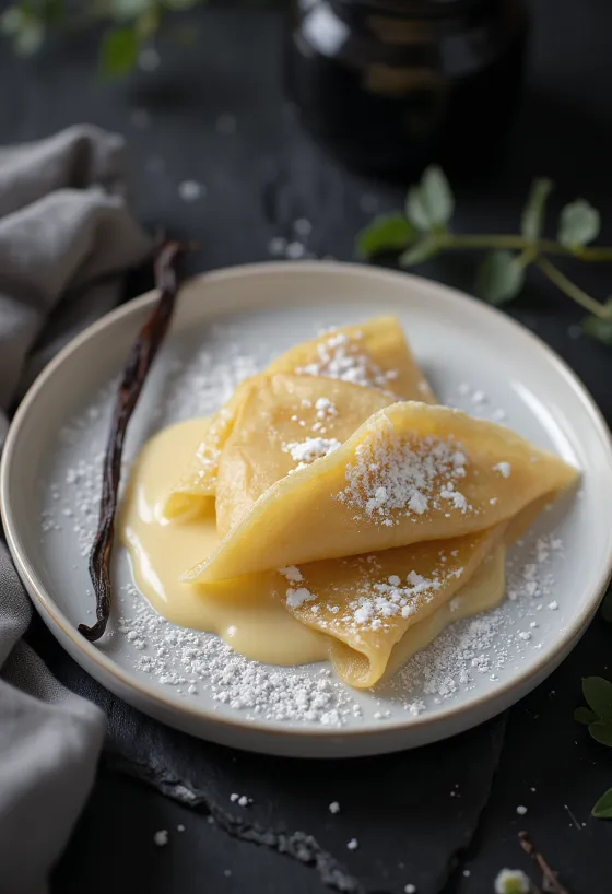 Pancake krim vanila disajikan