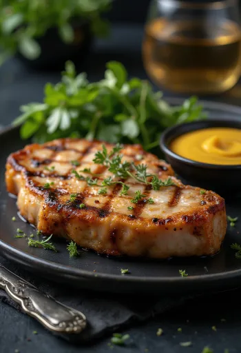 Steak sapi panggang di panggangan, dibumbui dengan rosemary dan bawang putih